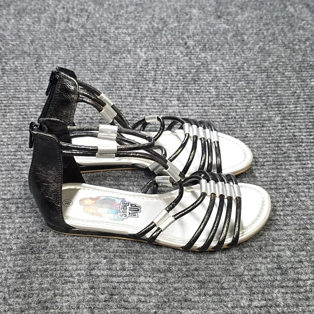 Disney Shake It Up Gladiator Sandals Girl's Size 3.5 Black Silver Strappy Flat